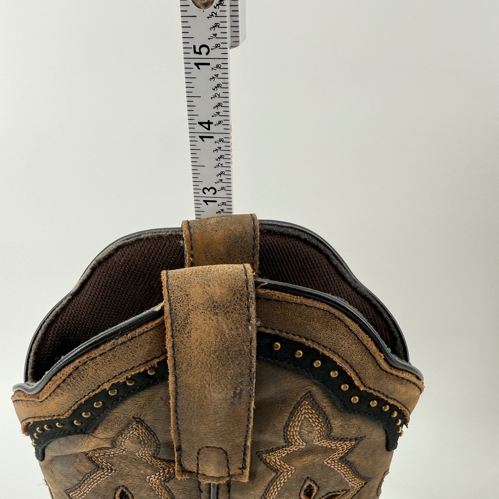 Laredo 5844 Womens Bouquet Square Toe Western Boot Honey Leather Studded 8 M - Picture 14 of 16